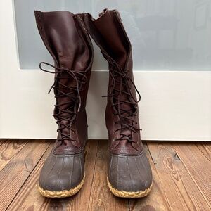 10 Men's LL Bean Brown Leather Lace-Up Bean Hunting Boots Extra High Upper